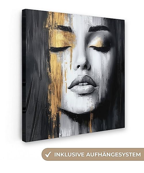 OneMillionCanvasses® Leinwandbild Gesicht - Frau - Pinselstriche - Abstrakt günstig online kaufen
