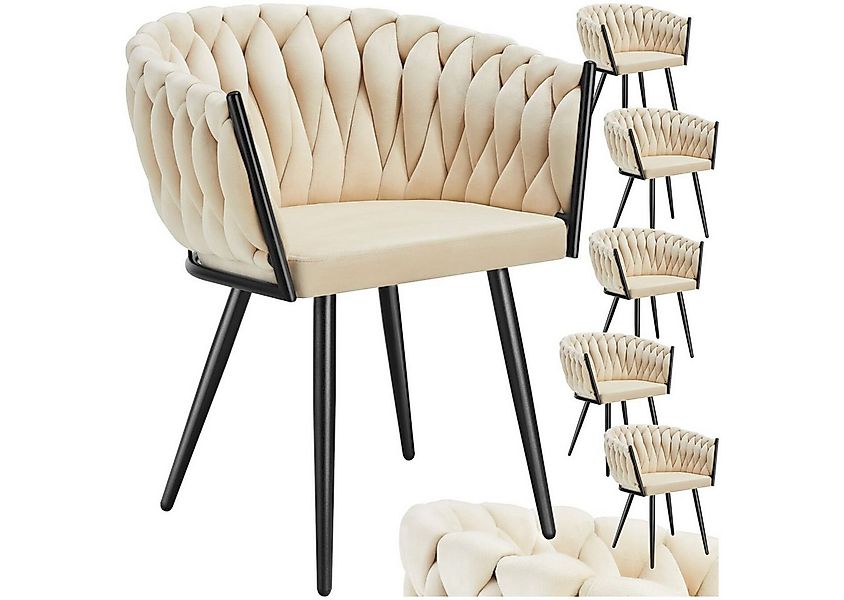 tectake Esszimmerstuhl Küchenstuhl Astano, Belastbarkeit 120 kg, Sand (Set, günstig online kaufen