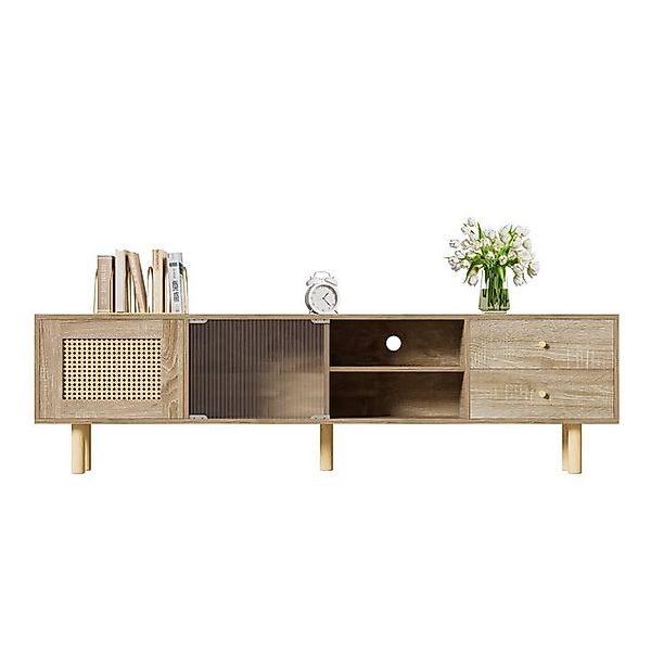 Gotagee TV-Schrank Fernsehschrank Rattantüren TV-Möbel Fernsehtisch Beistel günstig online kaufen