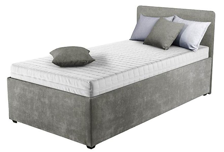 Polsterbett ca.100x200 cm inkl. Bettkasten und Komfortschaum-Matratze Grau günstig online kaufen