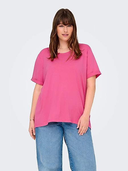 ONLY CARMAKOMA Kurzarmshirt CARMOSTER S/S FOLD UP TOP JRS NOOS Materialmix, günstig online kaufen