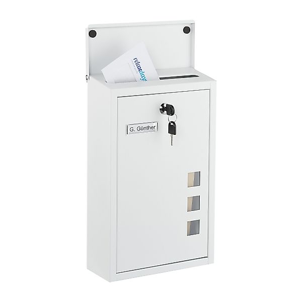 relaxdays Wandbriefkasten Briefkasten Hochformat, weiß günstig online kaufen