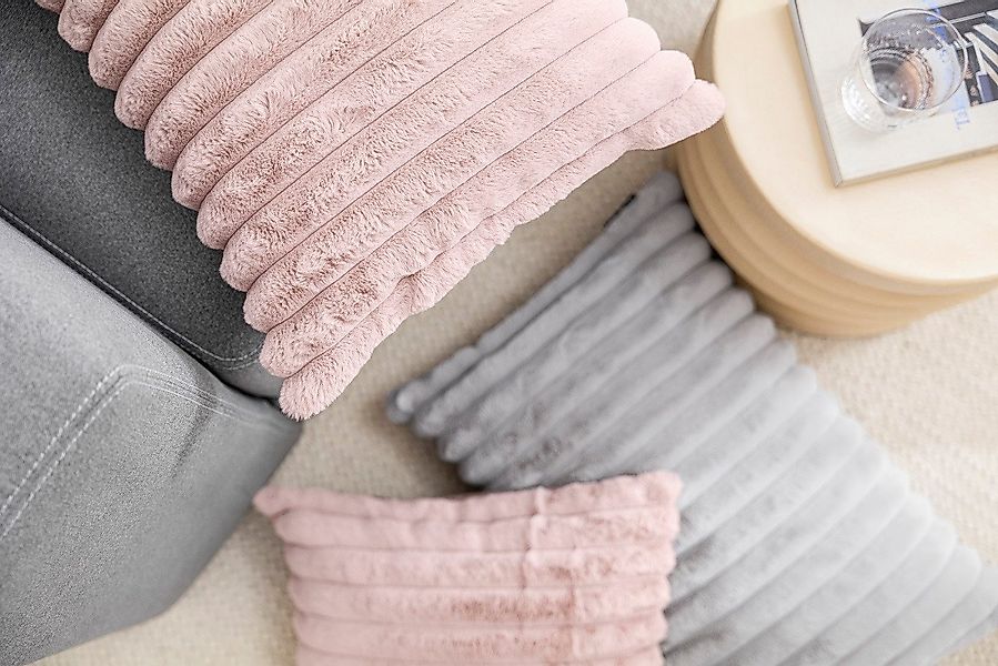 Magma Heimtex Kissenbezug Fellimitat dicke Streifen flauschig weich samtig günstig online kaufen