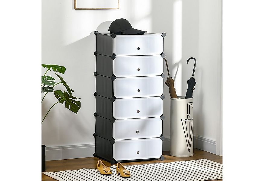 HOMCOM Schuhregal Kunststoffregal für 6 Paar Schuhe, Schuhkarton für Flur 1 günstig online kaufen