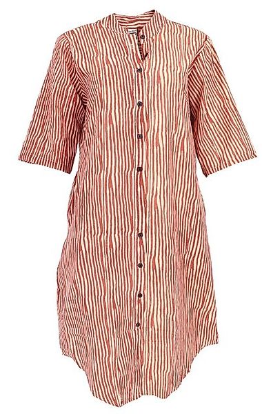 Guru-Shop Midikleid Boho Hemdkleid, lange gestreifte Tunika - rost alternat günstig online kaufen