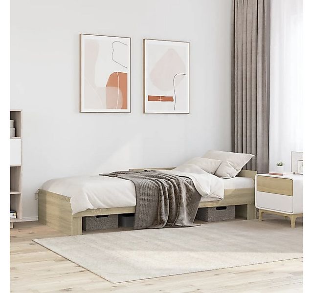 vidaXL Bett, Bettgestell ohne Matratze Sonoma-Eiche 90x200 cm Holzwerkstoff günstig online kaufen