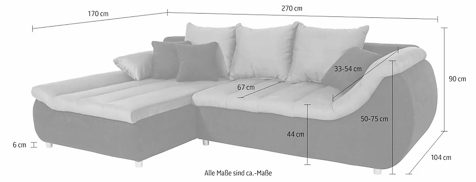 Home affaire Ecksofa "Imolla modern, Breite 270cm, bequem, aktuelle Steppun günstig online kaufen
