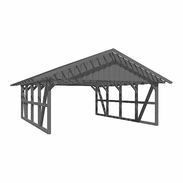 Skan Holz Carport Schwarzwald mit  Dachlattung 684 x 772 cm Grau günstig online kaufen