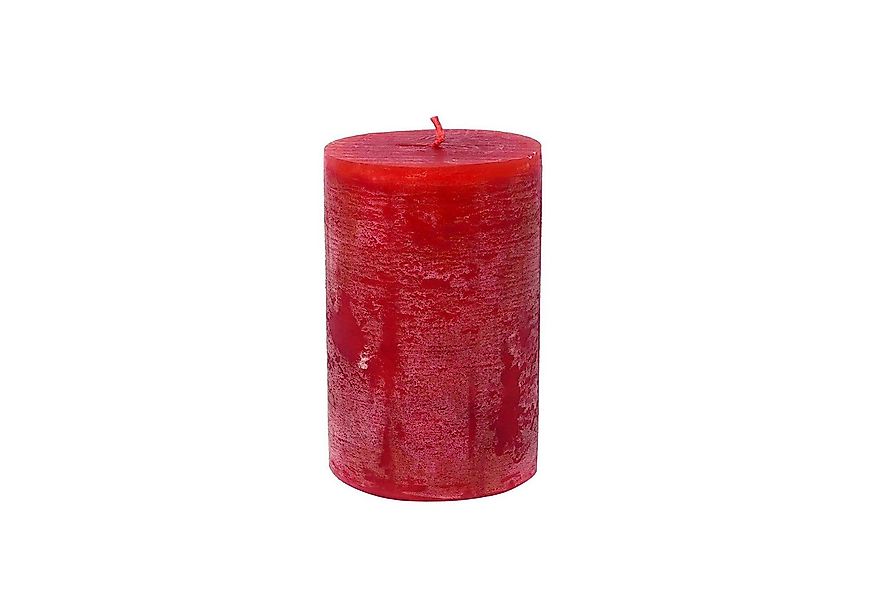 B&S Stumpenkerze Rustikkerze durchgefärbt rot 7,5 x Ø 5 cm günstig online kaufen