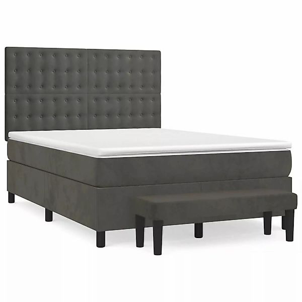 vidaXL Boxspringbett mit Matratze Dunkelgrau 140x190 cm Samt1399767 günstig online kaufen
