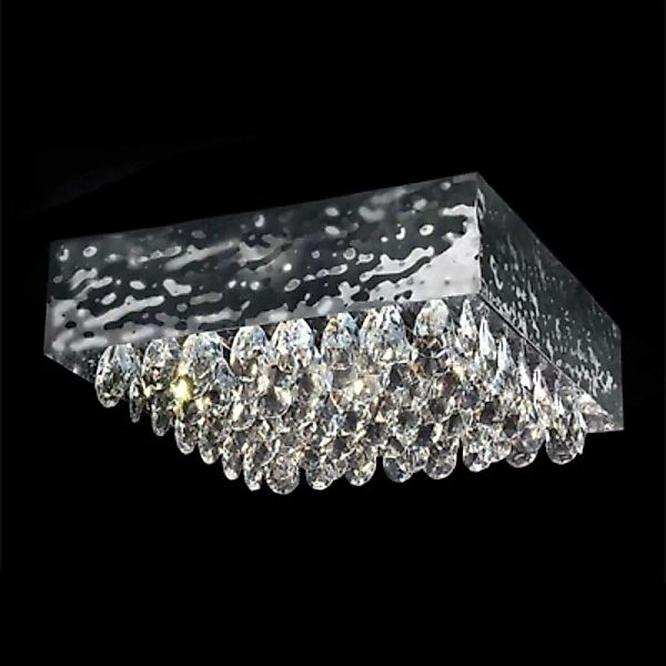 Deckenleuchte MAGMA, Kristallbehang klar, 51x51cm günstig online kaufen