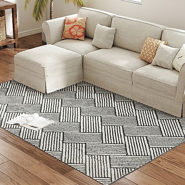 HOMCOM Teppich für Wohnzimmer 200 x 140 cm kurzer Flor, maschinenwaschbar, günstig online kaufen