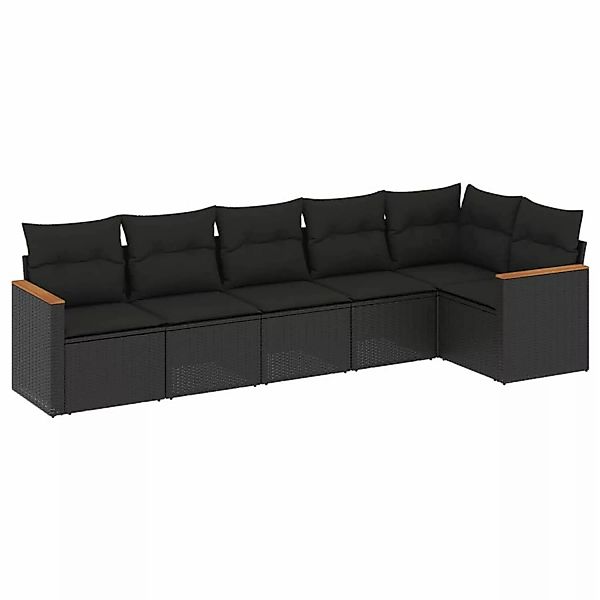 vidaXL 6-Tlg Garten-Sofagarnitur mit Kissen Schwarz Poly Rattan 3225985 günstig online kaufen