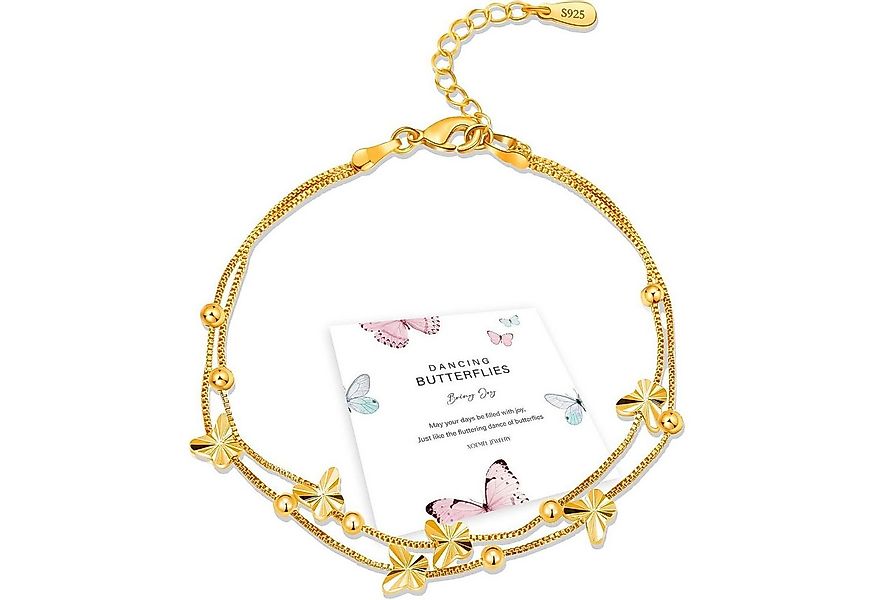 LuxusKollektion Schmuckset Armband Damen Silber 925 Schmetterlinge Rosegold günstig online kaufen