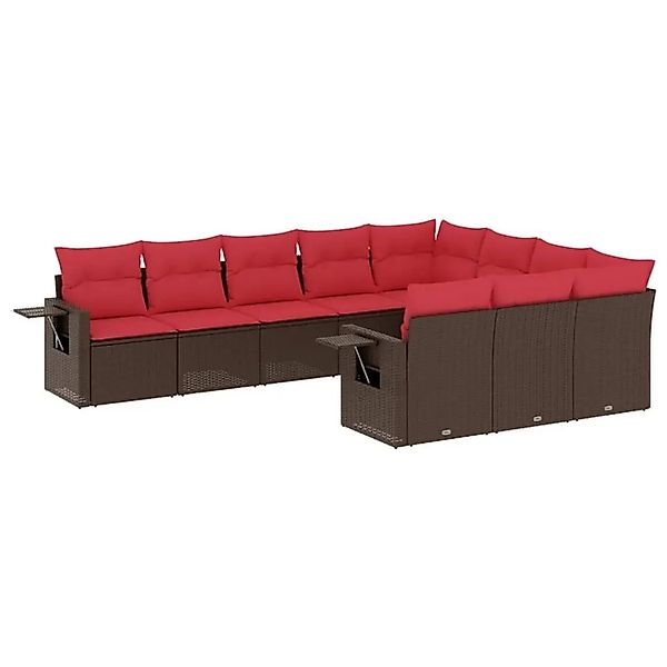 vidaXL 10-Tlg Gartensofa-Set mit Kissen Braun Polyrattan 3220693 günstig online kaufen
