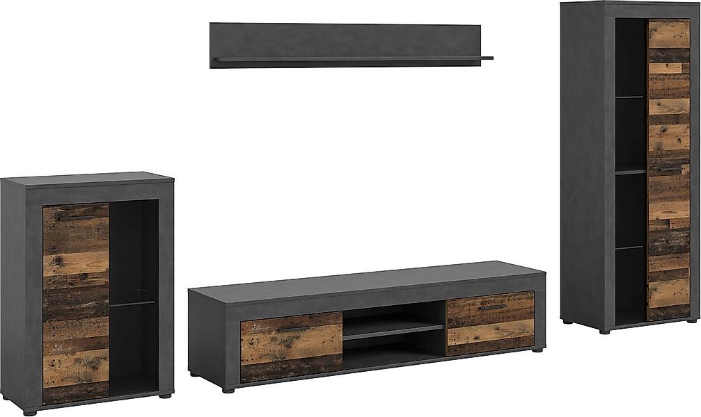 INOSIGN Wohnwand Aosta, 4-tlg., best. aus: Vitrine, Lowboard, Wandboard & V günstig online kaufen