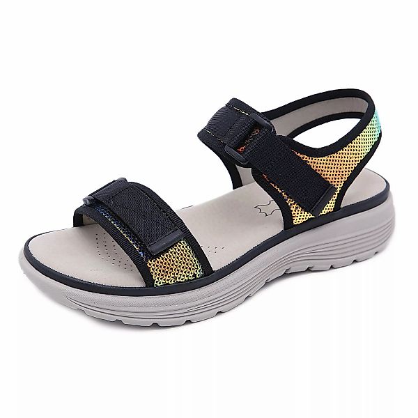 Frauen Pailletten Opened Toe Hook Loop Wedges Sandalen günstig online kaufen