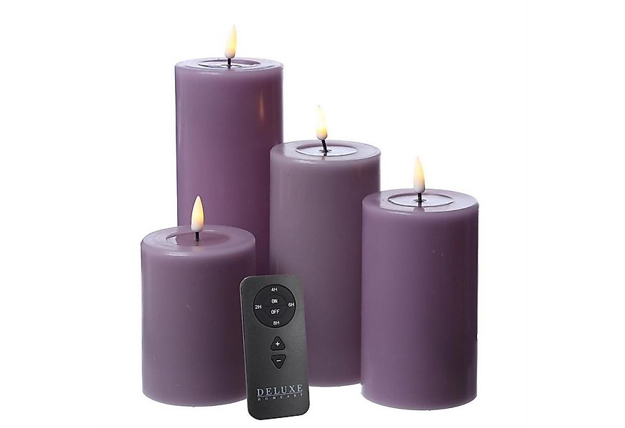 Deluxe Homeart LED-Kerze LED Kerzenset MIA Echtwachs Deluxe 4 Größen lila m günstig online kaufen