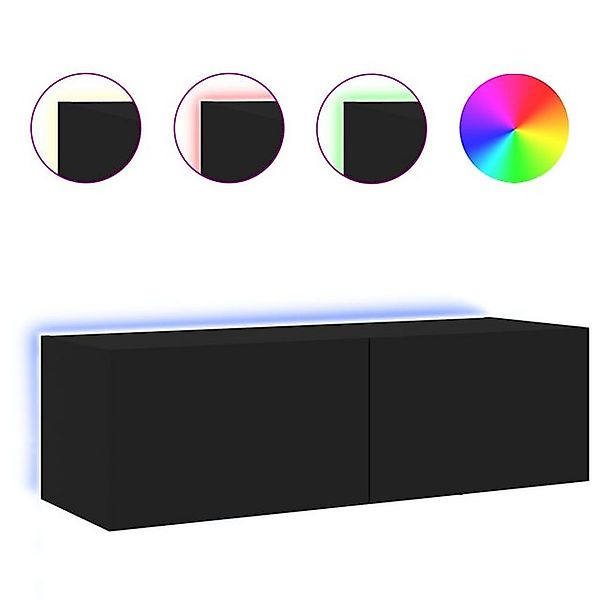 vidaXL TV-Schrank TV-Wandschrank mit LED-Leuchten Schwarz 100x35x31 cm günstig online kaufen