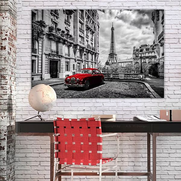 Bild auf Leinwand Car in Paris (1 Part) Red Wide XXL günstig online kaufen