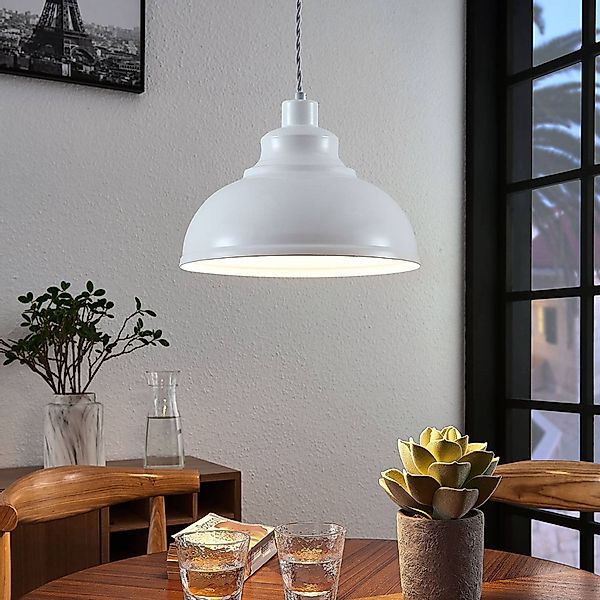 Lindby Pendelleuchte Albertine, weiß, Metall, Ø 29 cm, E27 günstig online kaufen