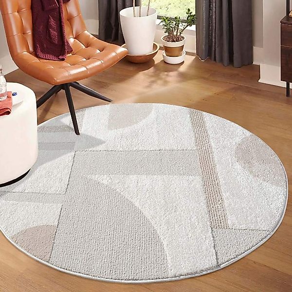Carpet City Teppich "LOUNGE 9992" rund 15 mm Höhe Kurzflor-Teppich Modern, günstig online kaufen
