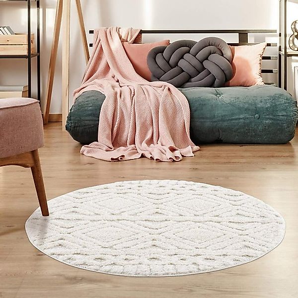 Carpet City Hochflor-Teppich »Focus 3382«, rund, 20 mm Höhe, Boho-Teppich, günstig online kaufen