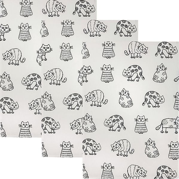Kracht Geschirrtuch Geschirrtuch "Katzenreihe" 3er-Pack, Halbleinen günstig online kaufen