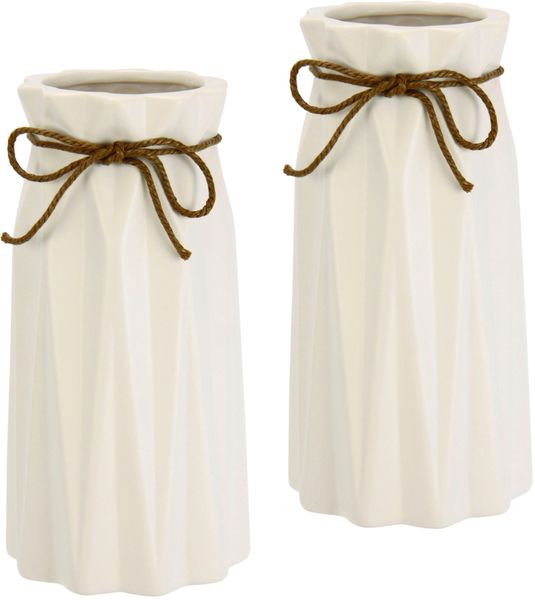 I.GE.A. Dekovase "Dekovase" Mit Riffelungen und Schleife Keramik 2er Set we günstig online kaufen