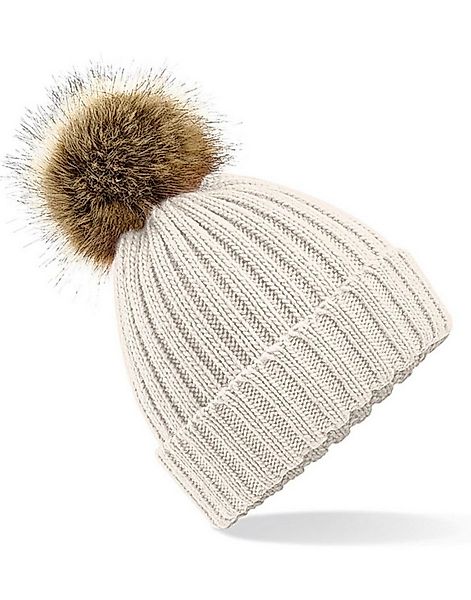 Beechfield® Bommelmütze Herrenmütze Fur Pom Chunky Beanie / Luxus-Kunstfell günstig online kaufen