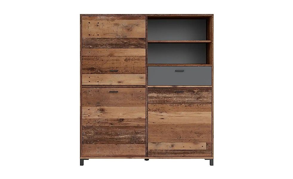 by Living Highboard  Jackson ¦ braun ¦ Maße (cm): B: 126 H: 143 Kommoden & günstig online kaufen