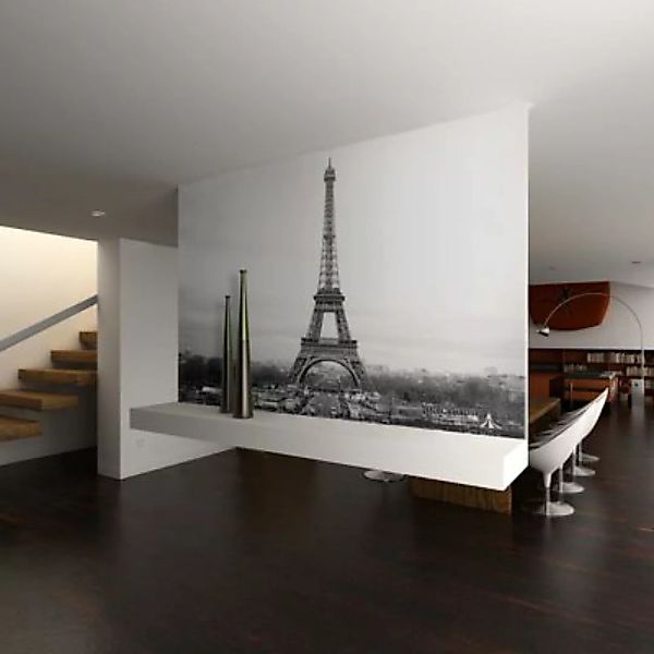 artgeist Fototapete Paris auf schwarz-weißer Fotografie schwarz/weiß Gr. 40 günstig online kaufen