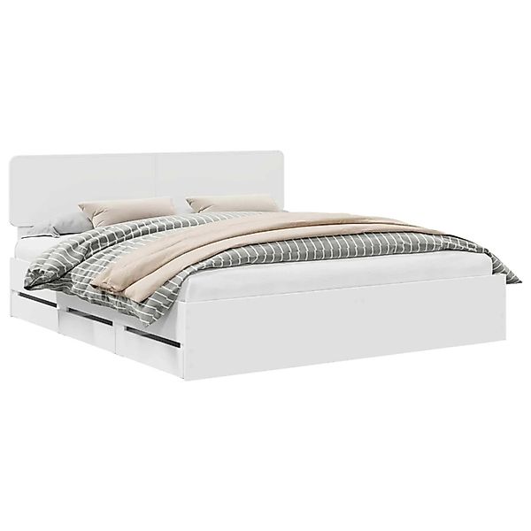 vidaXL Bettrahmen mit Schubladen Weiß 200 x 200 cm Ingenieurs Holz 3412150 günstig online kaufen