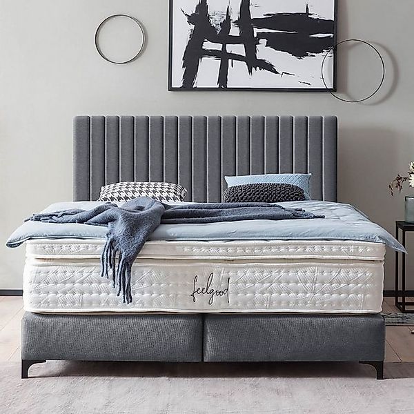 BettCo Boxspringbett Paris (in Anthrazit Webstoff, 160 x 200 cm), Pfeifenst günstig online kaufen