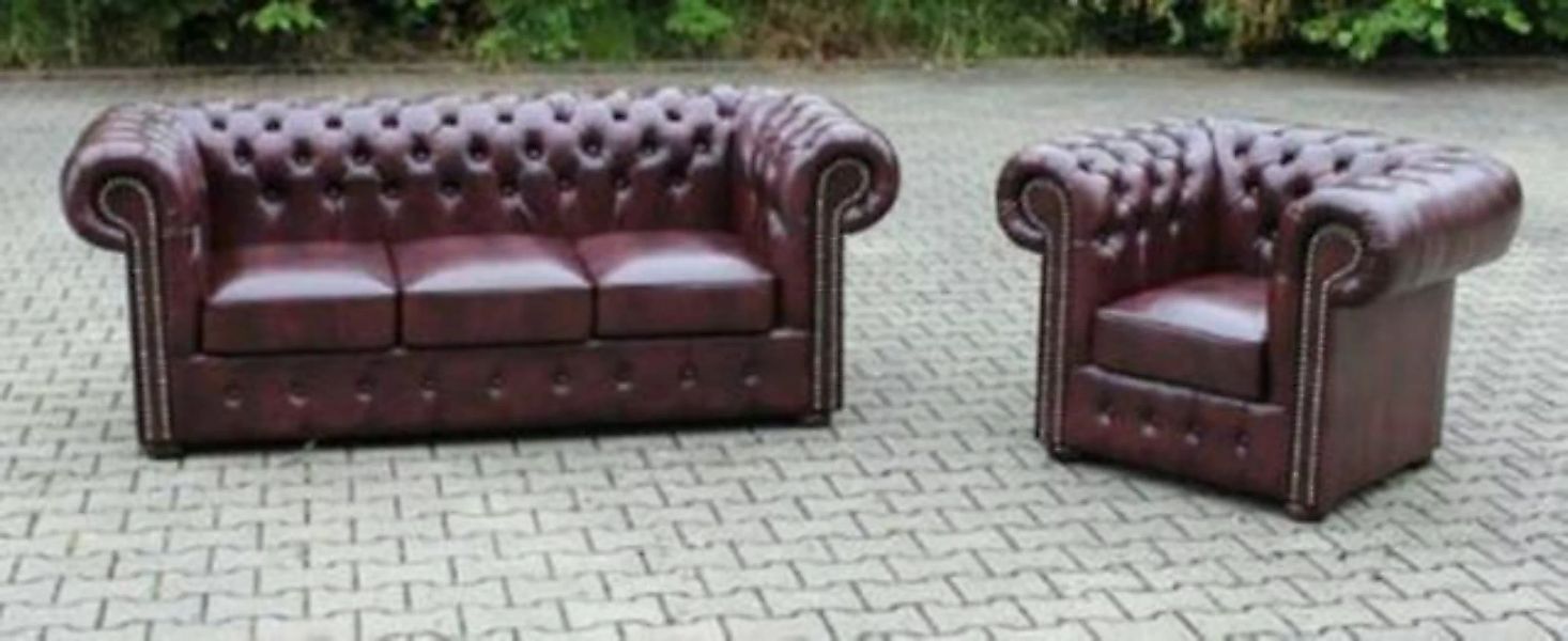 JVmoebel Chesterfield-Sofa, Sofagarnitur 3+1 Chesterfield Sofa Couch Leders günstig online kaufen