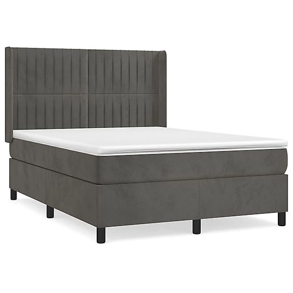 vidaXL Boxspringbett mit Matratze Dunkelgrau 140x200 cm Samt1396355 günstig online kaufen