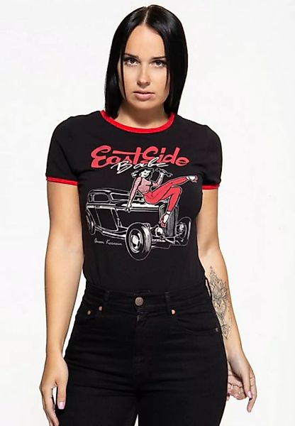 QueenKerosin Kurzarmshirt East Side Babe mit Retro-Print günstig online kaufen