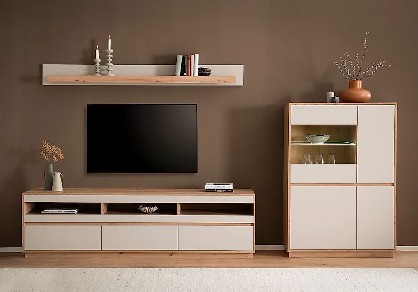 Home affaire Wohnwand "Sonora, moderne Anbauwand, Komplettset in Kaschmir/E günstig online kaufen