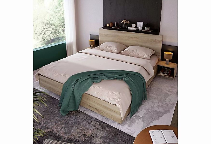 Celya Holzbett Doppelbett Bettgestell 140x200cm, 160x200cm mit 2 Nachtkommo günstig online kaufen