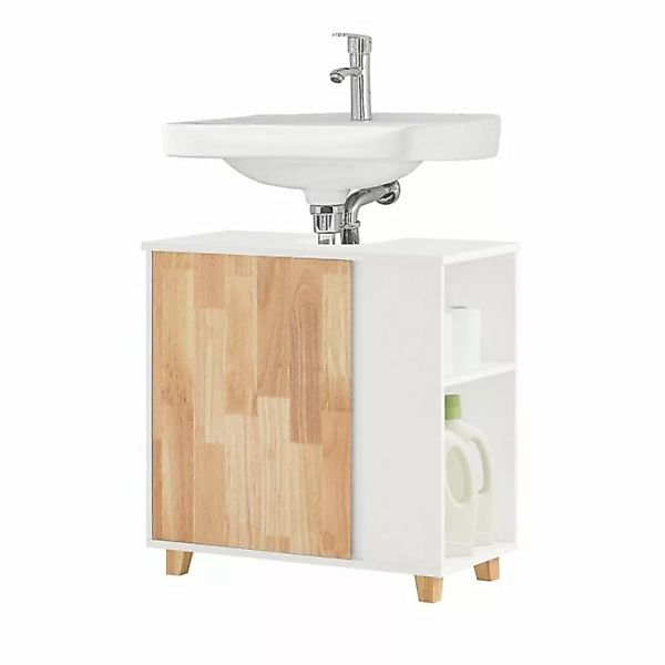 SoBuy Waschbeckenunterschrank mit 2 offenen Fächer Holz Weiß 60 cm BZR75-W günstig online kaufen