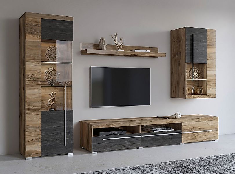 INOSIGN Wohnwand Roger,Breite 255 cm moderne Mediawand ohne Beleuchtung, (S günstig online kaufen