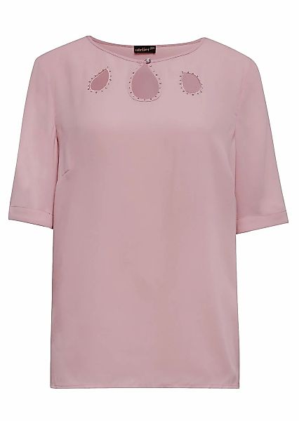 GOLDNER Kurzarmbluse "Kurzgröße Feminine Bluse mit aufregender Ausschnittlö günstig online kaufen