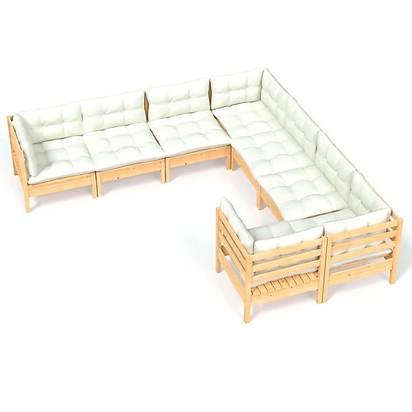 vidaXL 8-tlg Garten-Lounge-Set mit Creme Kissen Massivholz Kiefer Modell 20 günstig online kaufen