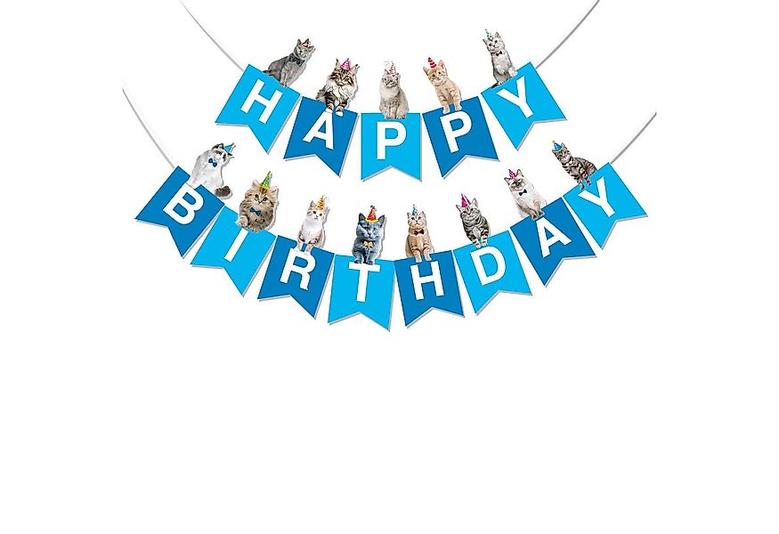 BRUBAKER Wimpelkette Happy Birthday mit Party Katzen - Geburtstag Deko Part günstig online kaufen