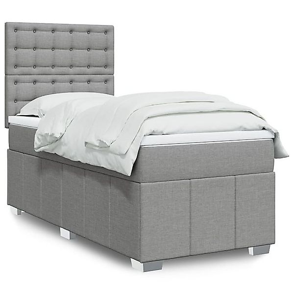 vidaXL Boxspringbett, Boxspringbett mit Matratze Hellgrau 90x190 cm Stoff günstig online kaufen