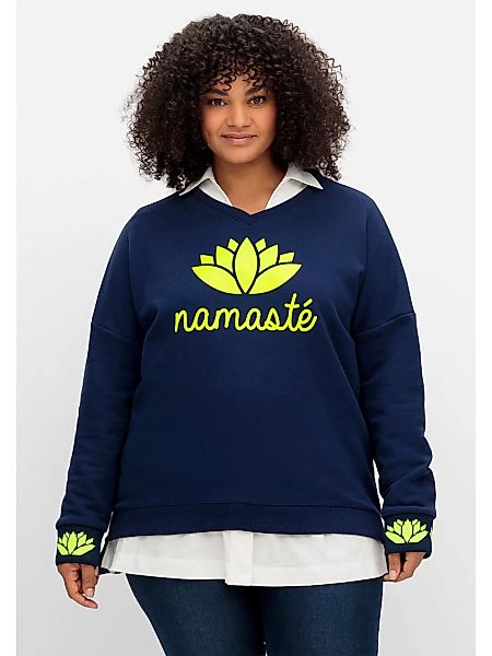 Sheego Sweatshirt "Große Größen", mit dekorativer Yogablüte günstig online kaufen