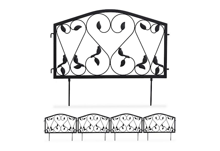 relaxdays Beetbegrenzung Beetzaun 4-teilig antik, A günstig online kaufen