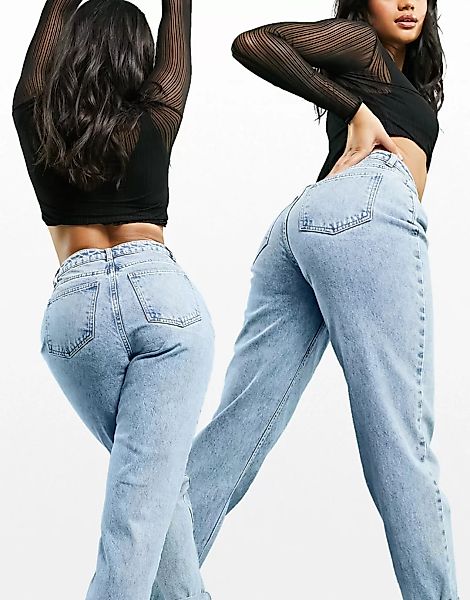 ASOS DESIGN Hourglass – Original – Mom-Jeans mit hohem Bund und heller Wasc günstig online kaufen