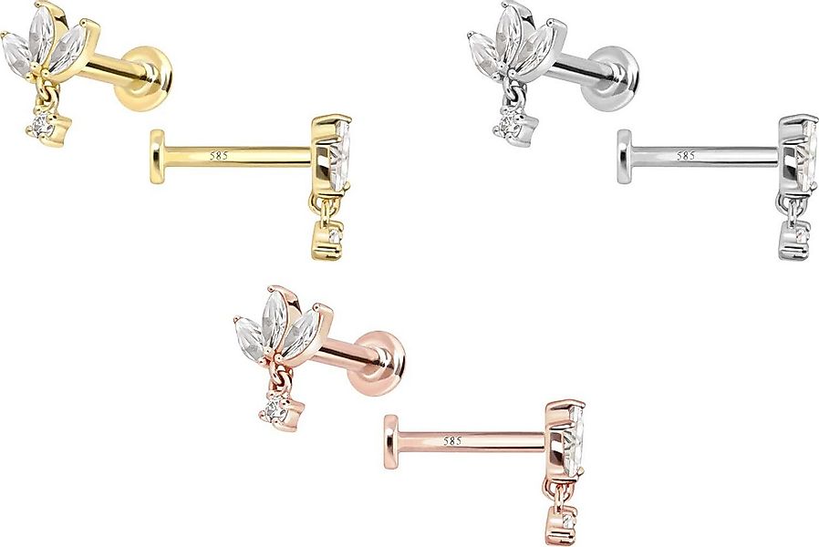 PIERCINGLINE Piercing-Set 14 Karat Gold Labret mit Innengewinde MOISSANIT-L günstig online kaufen