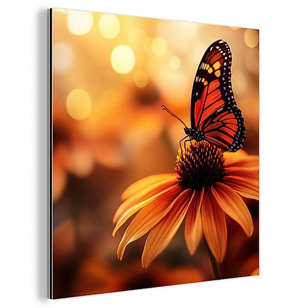 MuchoWow Metallbild Schmetterling - Blumen - günstig online kaufen